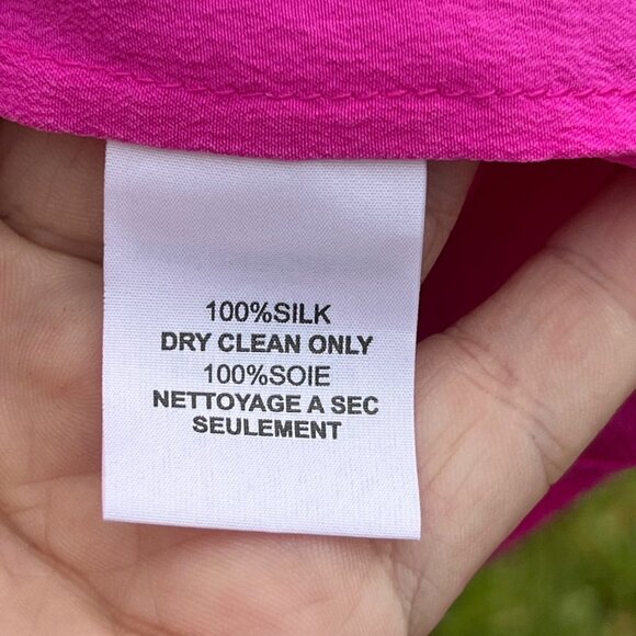 Trina Turk 100% Silk Pink Balloon Sleeve Tunic Top Size L - Picture 4 of 7